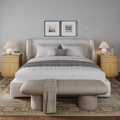 Fluted Nightstand with Drawer and Cabinet Storage Light Brown (Set of 2)