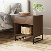 Wood Cabinet Herringbone Nightstand Walnut