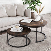 Round Nesting Coffee Table Set Nutmeg