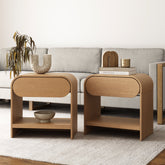 Mid-Century Arched Nightstands Light Brown (Set of 2)