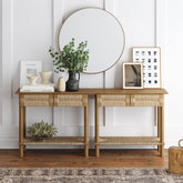Boho Seagrass Console Tables (Set of 2)