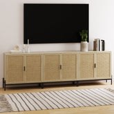 Rattan TV Console Credenza Oak (Set of 3)
