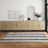 Large Rattan Credenza Console Table Light Oak (Set of 4)