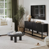 Grooved Door TV Stand or Storage Cabinet Black Oak (Set of 2)