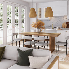 Mid-Century Dining Set Feather Gray (6 Chairs)