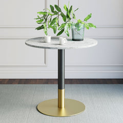Faux Marble & Metal Bistro Dining Table Gold