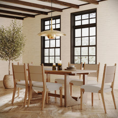 Boho Dining Table Set for 6 with Seagrass Chairs