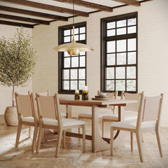 Bohemian Dining Table Set with Upholstered Chairs for 6