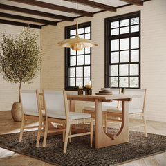 Wood Dining Table for 6 with U Shaped Legs