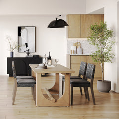 Wood Dining Table for 6 with U Shaped Legs