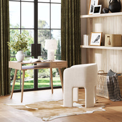 Wood Mid-Century Modern Desk with Drawer Raw Oak