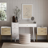 Farmhouse Wood Desk and End Table Bedroom Vanity Set