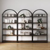Metal 5-Shelf Arched Bookshelves Black (Set of 3)