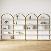 Metal 5-Shelf Arched Bookshelves Gold (Set of 4)