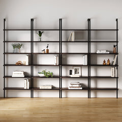 6-Shelf Bookcase Nutmeg Matte Black (Set of 4)