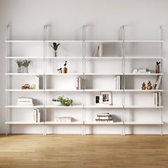 6-Shelf Ladder Bookshelf White (Set of 4)