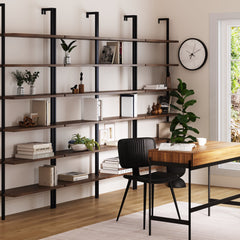 6-Shelf Bookcase Oak Matte Black (Set of 4)
