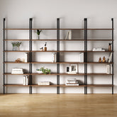 6-Shelf Bookcase Oak Matte Black (Set of 4)