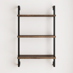 Wood & Metal 3-Shelf Floating Bookshelf Oak