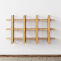 Solid Wood Wall Shelves Warm Pine (Set of 2)