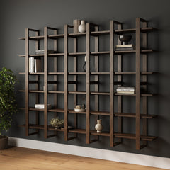 Solid Wood Wall Shelves Dark Brown (Set of 6)