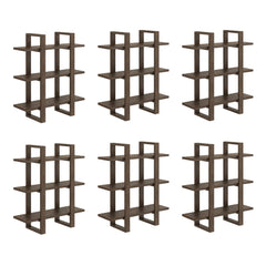 Solid Wood Wall Shelves Dark Brown (Set of 6)