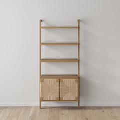 Seagrass Wall Bookshelf with Doors Light Brown