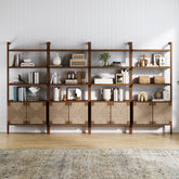 Seagrass Wall Bookshelves with Doors Dark Brown (Set of 4)