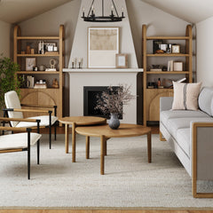 Mid-Century Arched Bookshelves with Doors Light Brown (Set of 2)