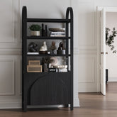Mid-Century Arched Door Bookshelf with Doors Black