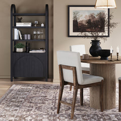 Mid-Century Arched Door Bookshelf with Doors Black