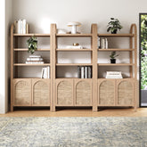 Boho Seagrass Arched Bookshelf Raw Oak (Set of 3)