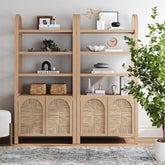 Boho Seagrass Arched Bookshelf Raw Oak (Set of 2)