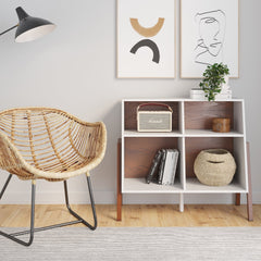 Wood Mid-Century Cubby Storage Cabinet