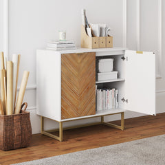 Wood 2-Door Storage Cabinet Natural Wash
