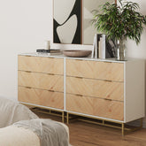 Boho Herringbone 3-Drawer Dresser White (Set of 2)