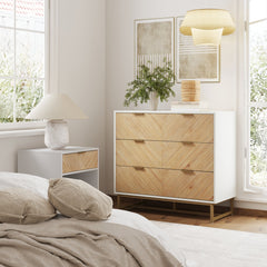 Boho Herringbone 3-Drawer Dresser White