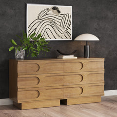 Mid-Century 3-Drawer Dresser Light Brown (Set of 2)