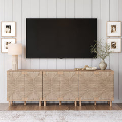 Seagrass TV Console Credenza Raw Oak (Set of 3)