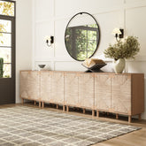 Large Seagrass TV Console Credenza Raw Oak (Set of 4)