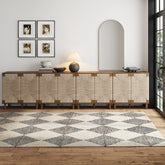 Large Seagrass TV Console Credenza Dark Brown (Set of 4)