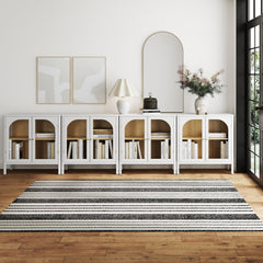 Large Glass Credenza Console Table White (Set of 4)