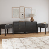 Fluted Wood Bedroom Set Black Oak