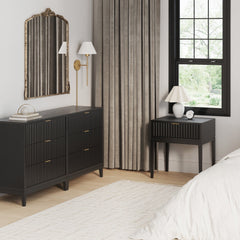 Fluted Wood Bedroom Set Black Oak