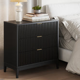 Mid-Century Fluted 3-Drawer Dresser Black