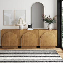 Arched TV Console Credenza Light Brown (Set of 3)