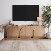Arched TV Console Credenza Oak (Set of 3)
