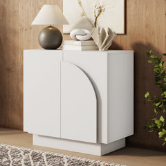 Wood Mid-Century Arched Storage Cabinet White