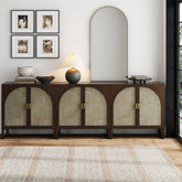 Boho Arched TV Console Credenza Dark Acacia (Set of 3)