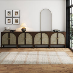 Large Arched Credenza Console Table Dark Acacia (Set of 4)